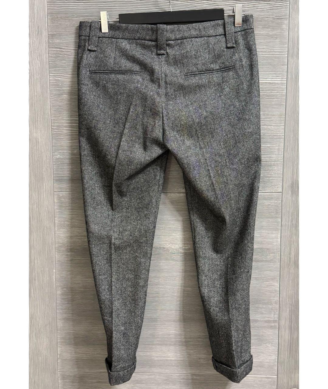 BRUNELLO CUCINELLI Серые шерстяные прямые брюки, фото 2