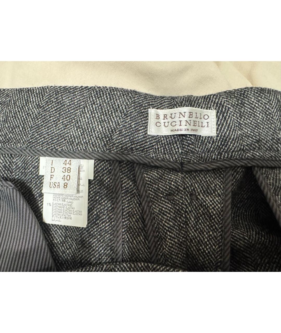 BRUNELLO CUCINELLI Серые шерстяные прямые брюки, фото 3