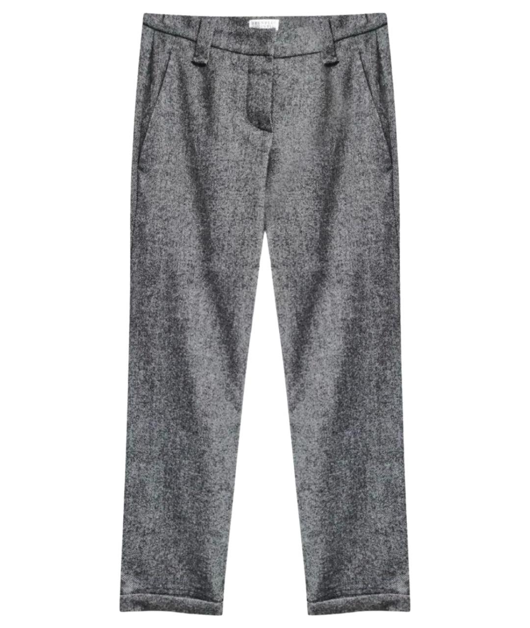 BRUNELLO CUCINELLI Серые шерстяные прямые брюки, фото 1