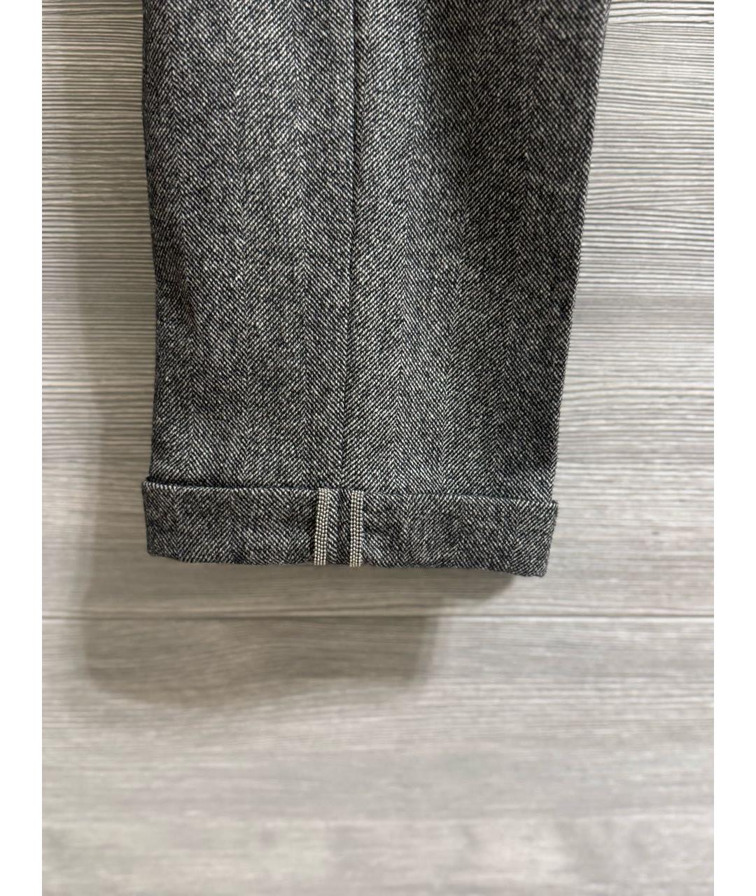 BRUNELLO CUCINELLI Серые шерстяные прямые брюки, фото 4