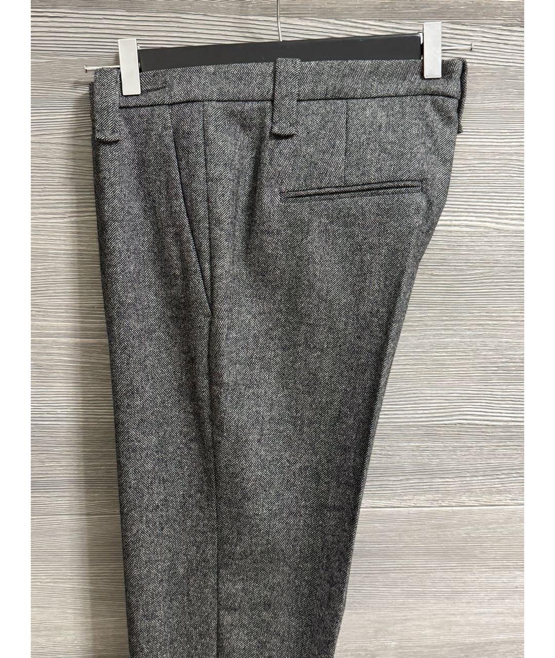 BRUNELLO CUCINELLI Серые шерстяные прямые брюки, фото 7