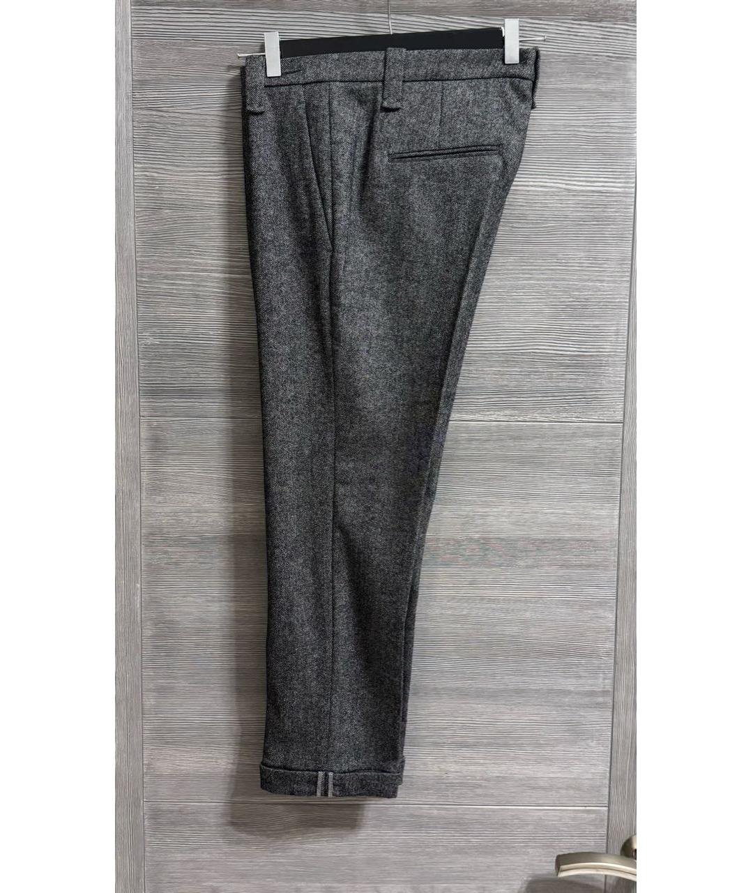 BRUNELLO CUCINELLI Серые шерстяные прямые брюки, фото 6