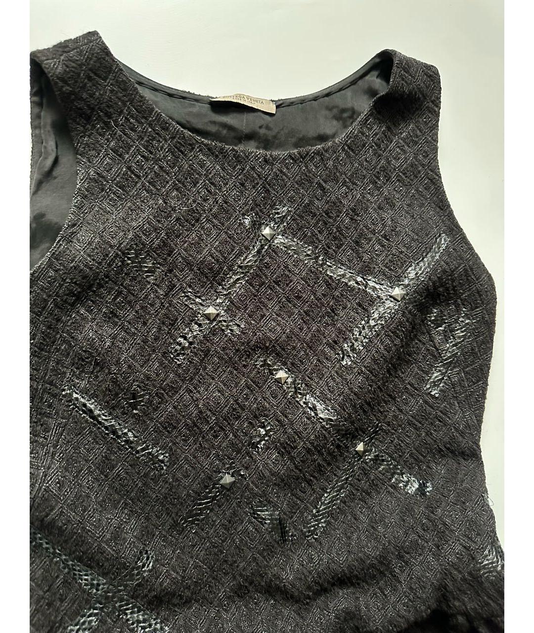 BOTTEGA VENETA Черное шерстяное повседневное платье, фото 2