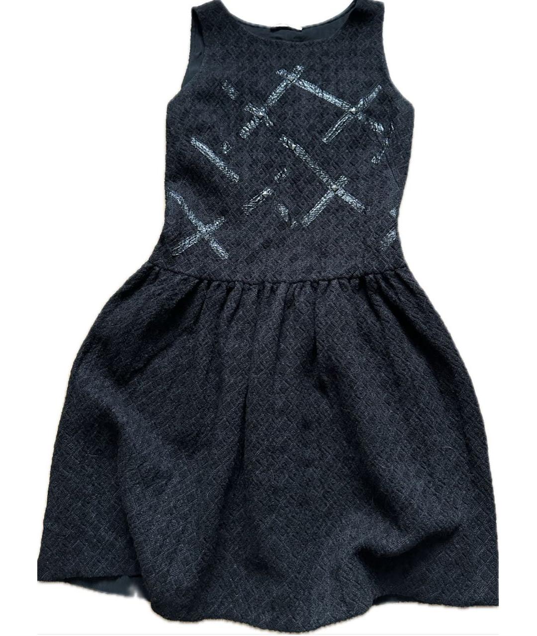 BOTTEGA VENETA Черное шерстяное повседневное платье, фото 8