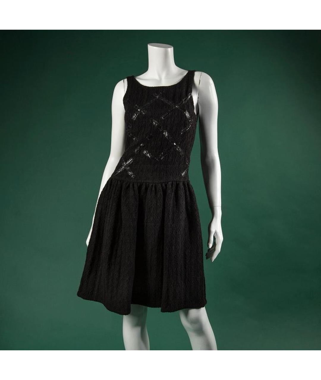 BOTTEGA VENETA Черное шерстяное повседневное платье, фото 7