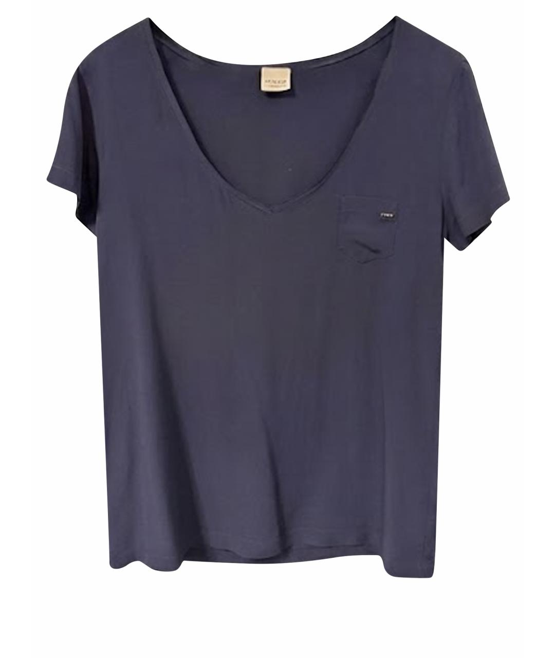 PINKO Темно-синяя ацетатная майка, фото 1