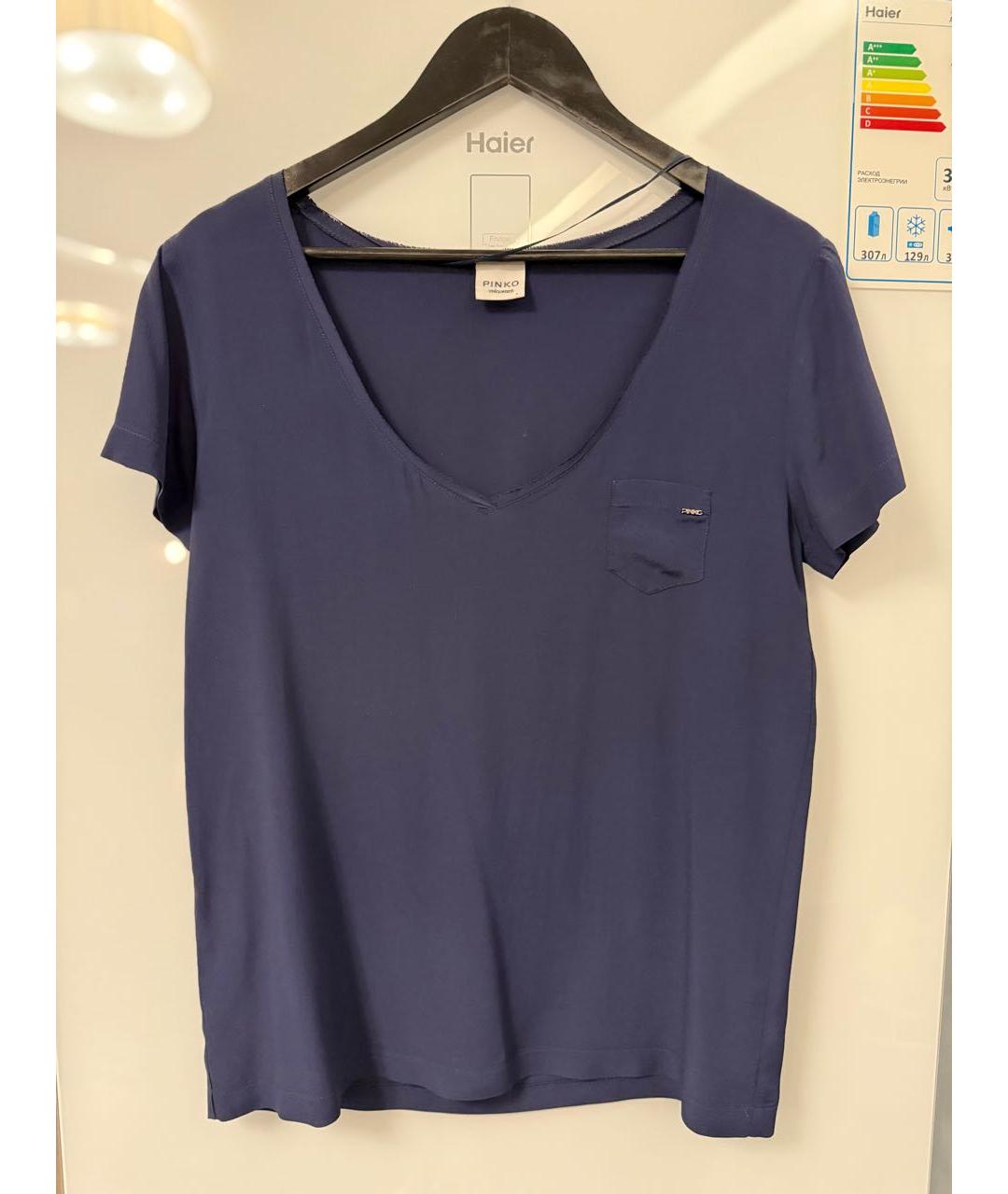 PINKO Темно-синяя ацетатная майка, фото 6