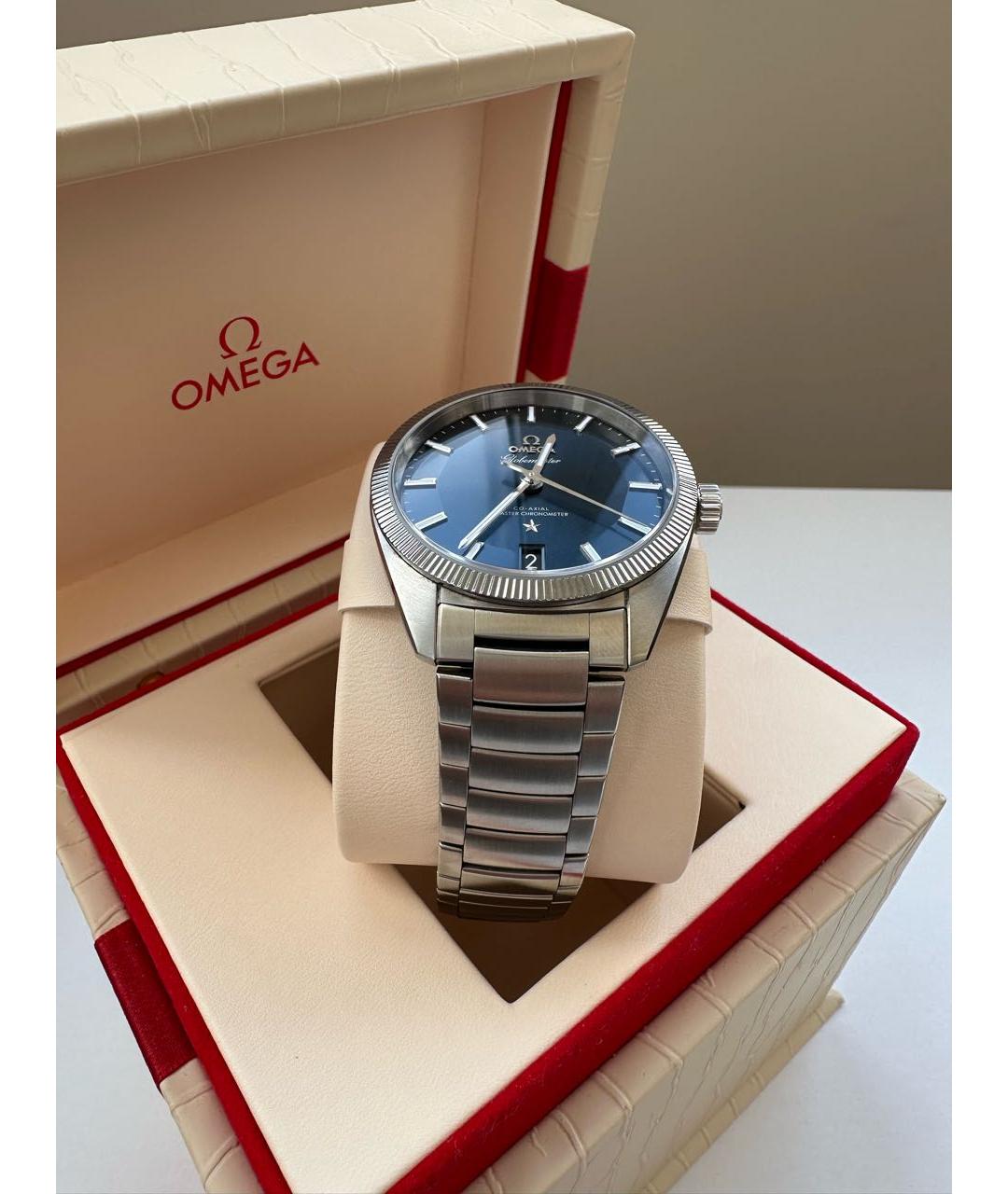 OMEGA Синие стальные часы, фото 5