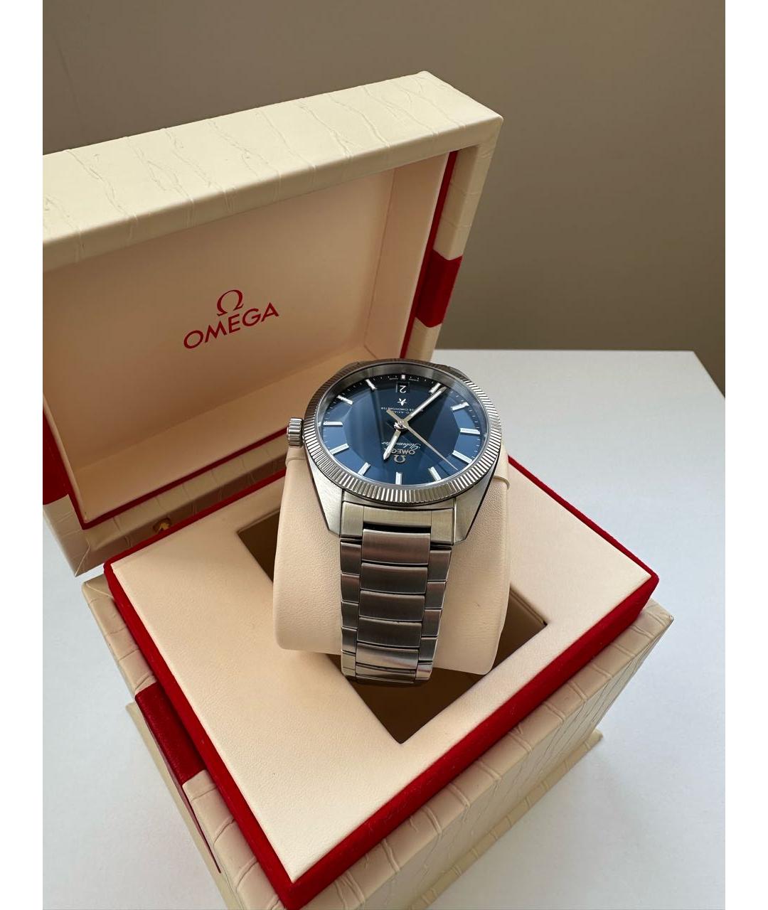 OMEGA Синие стальные часы, фото 6