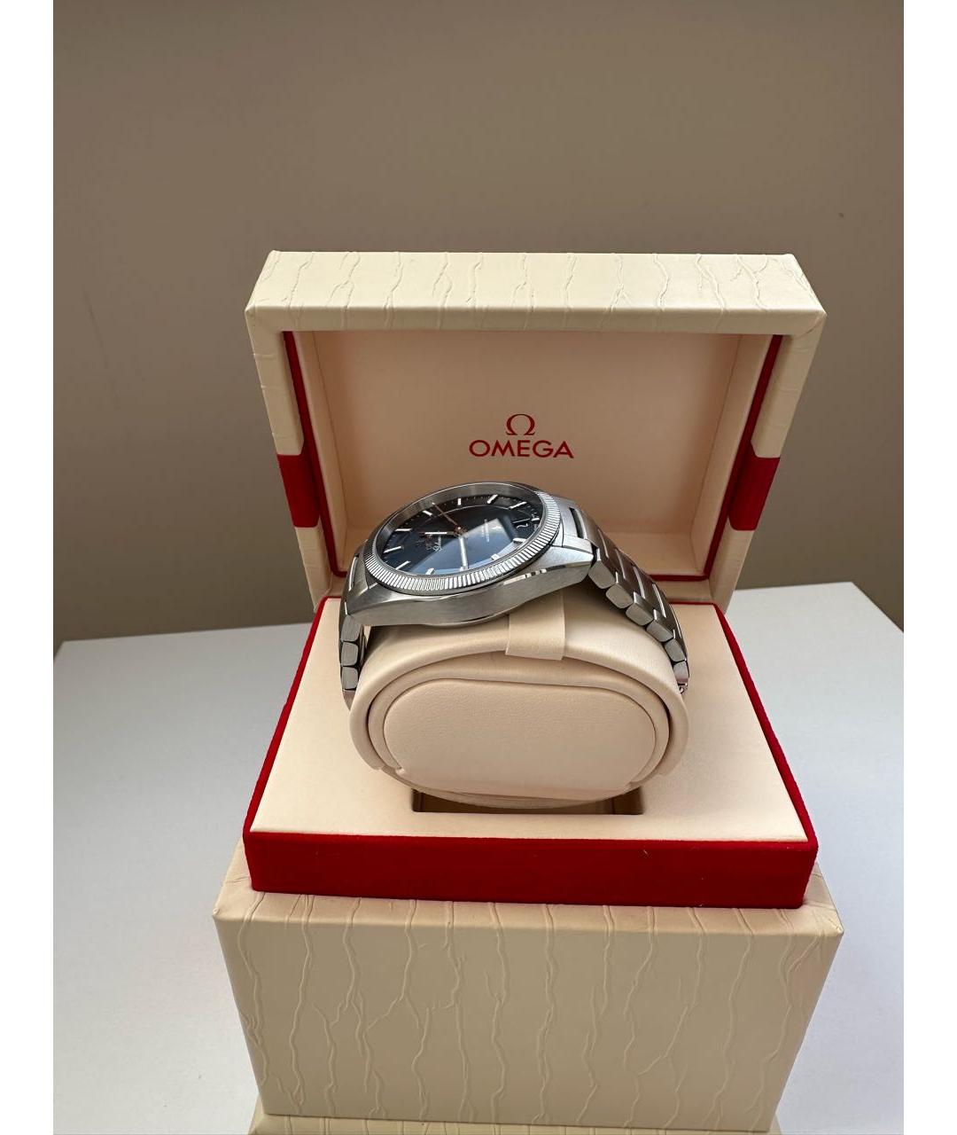 OMEGA Синие стальные часы, фото 7