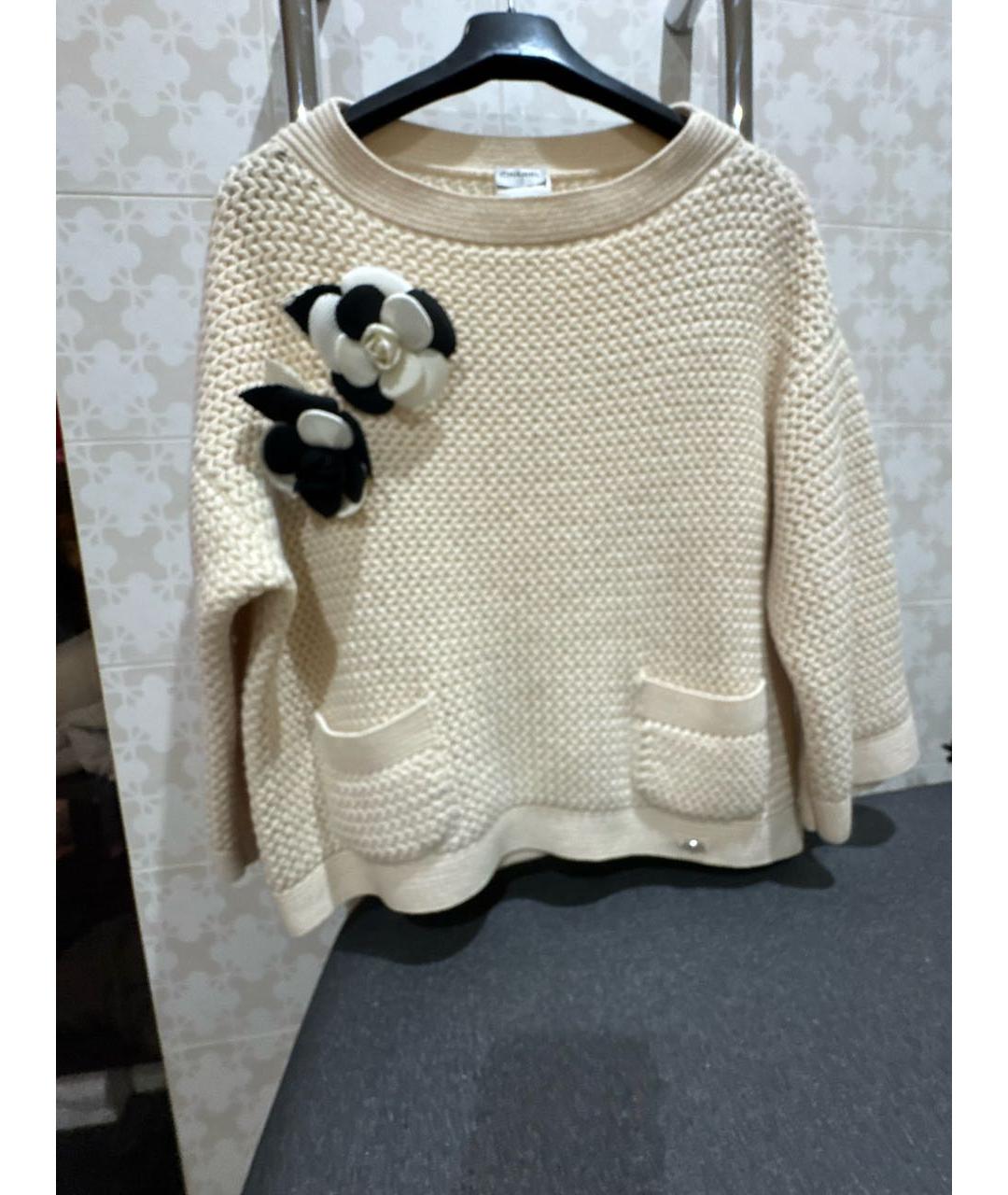 CHANEL Бежевый кашемировый джемпер / свитер, фото 9