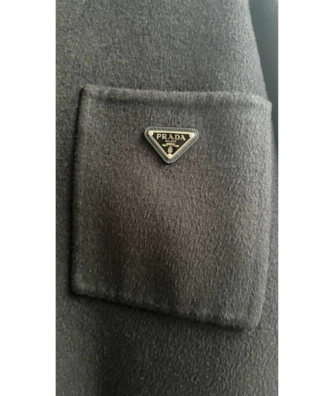 PRADA Черное шерстяное пальто, фото 4