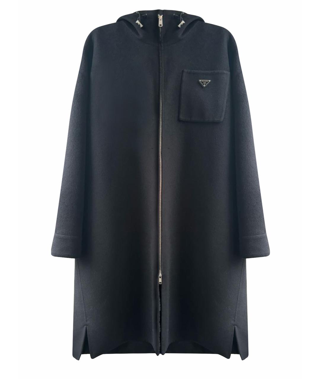 PRADA Черное шерстяное пальто, фото 1