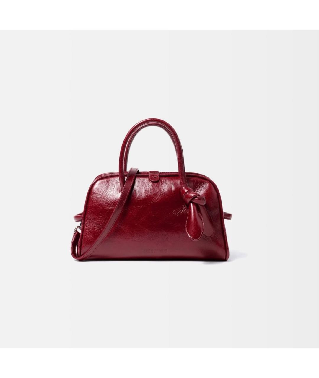 JACQUEMUS Бордовая кожаная сумка с короткими ручками, фото 9