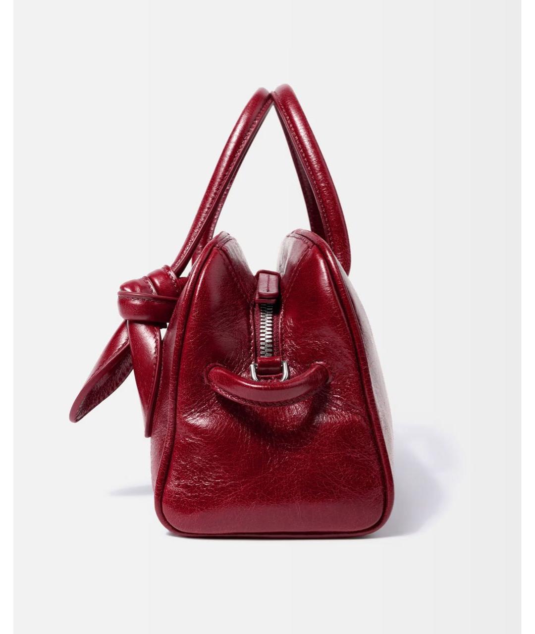 JACQUEMUS Бордовая кожаная сумка с короткими ручками, фото 8