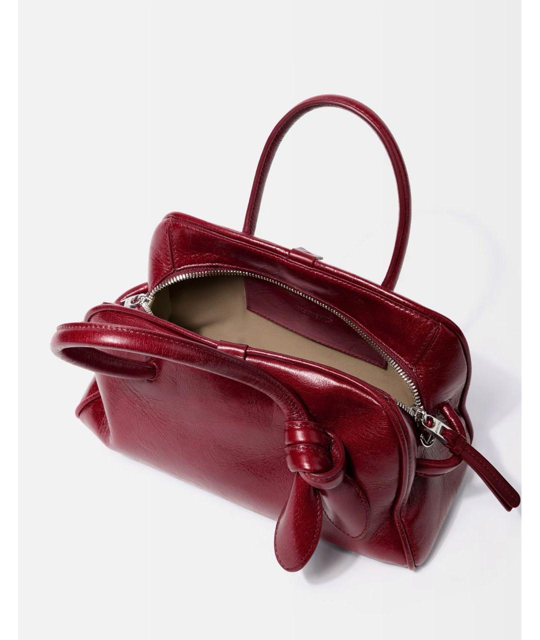 JACQUEMUS Бордовая кожаная сумка с короткими ручками, фото 7