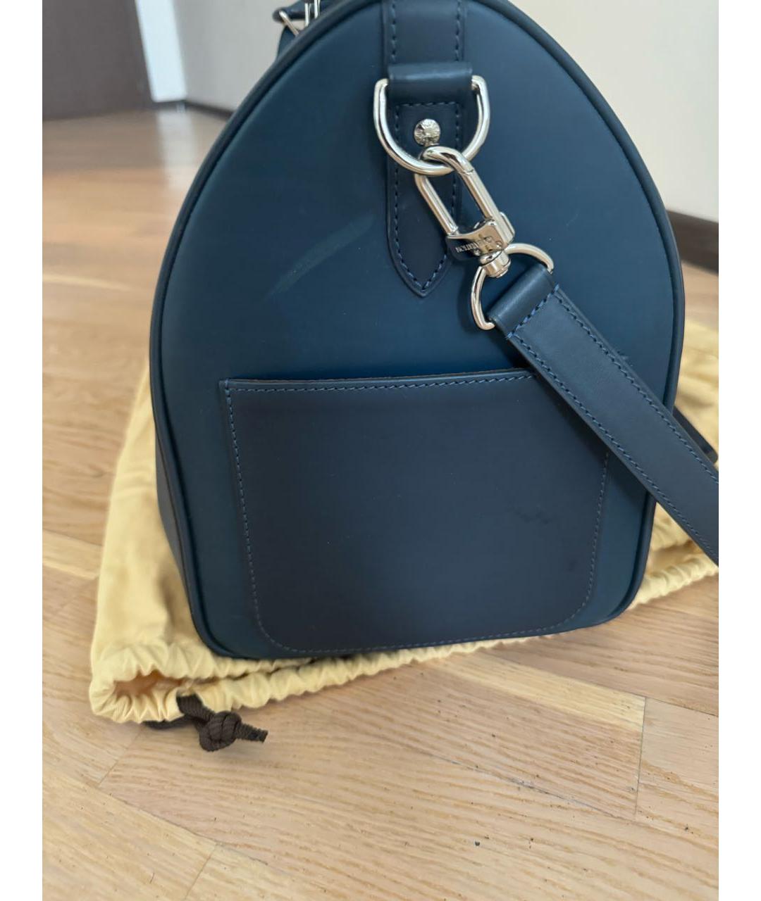 LOUIS VUITTON Темно-синяя кожаная дорожная/спортивная сумка, фото 4
