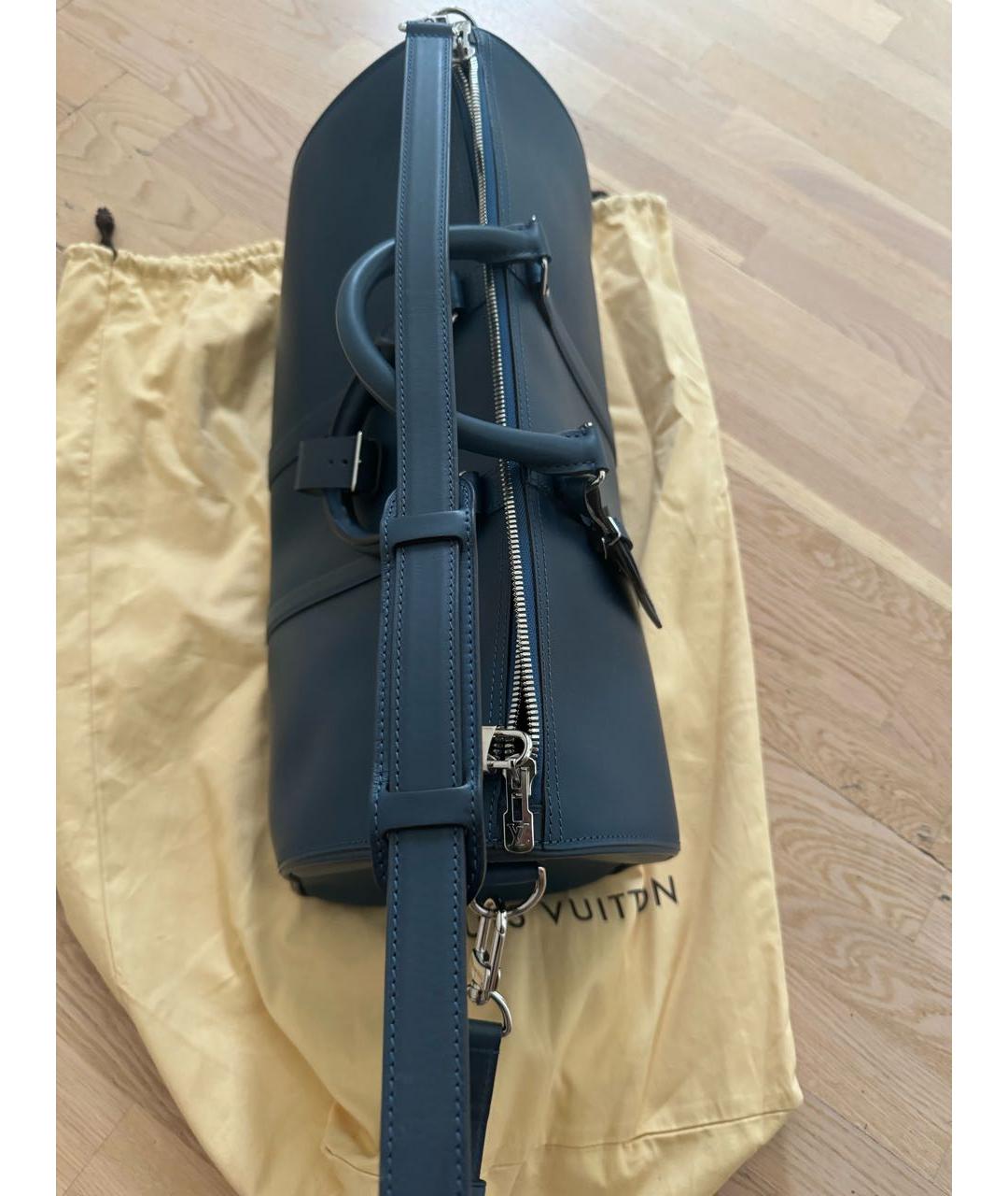 LOUIS VUITTON Темно-синяя кожаная дорожная/спортивная сумка, фото 3