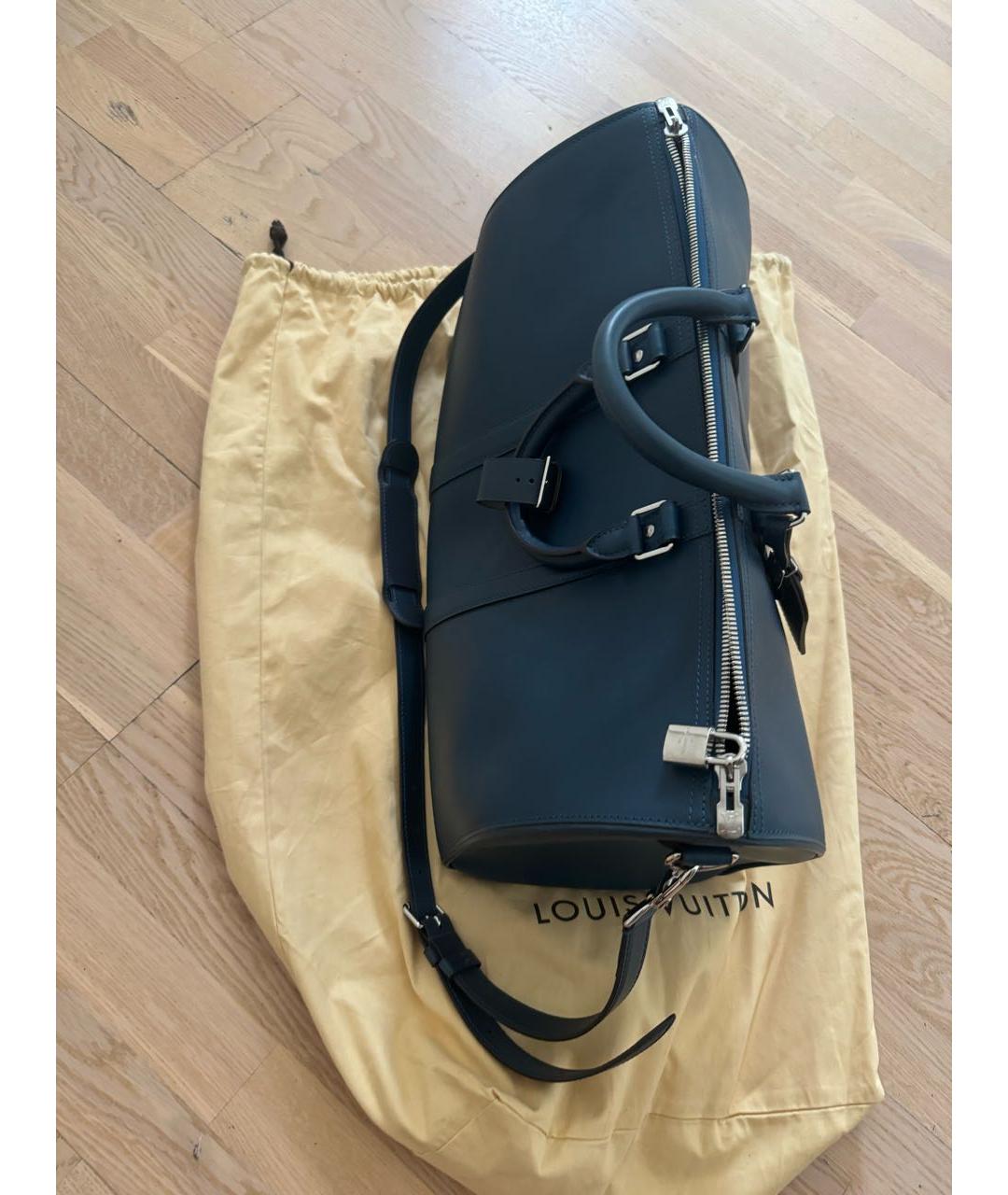 LOUIS VUITTON Темно-синяя кожаная дорожная/спортивная сумка, фото 2