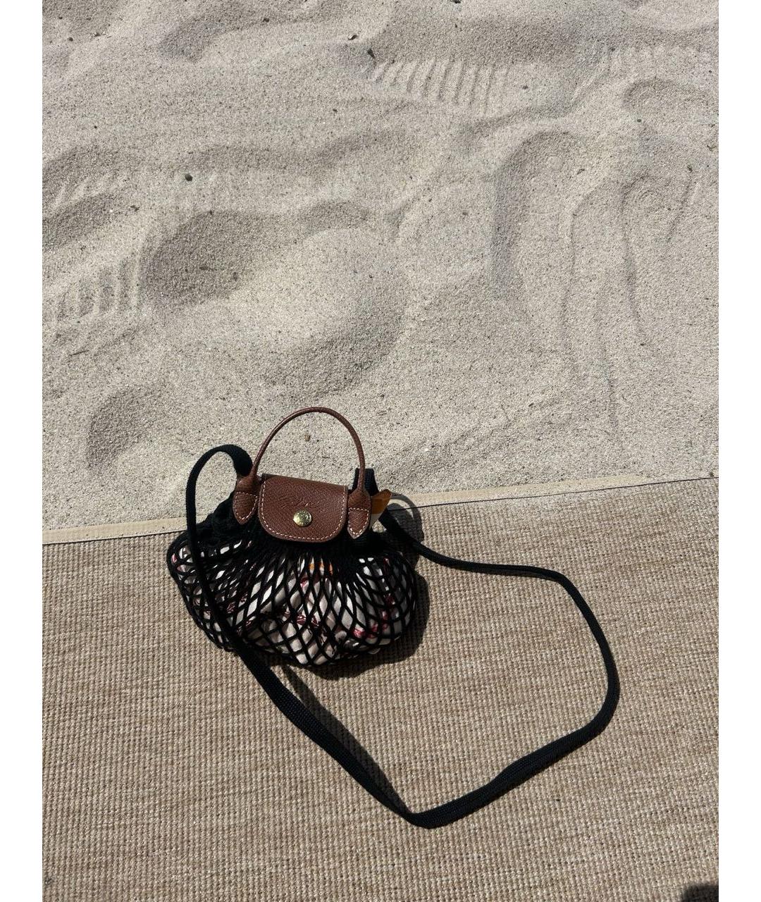 LONGCHAMP Черная кожаная пляжная сумка, фото 7