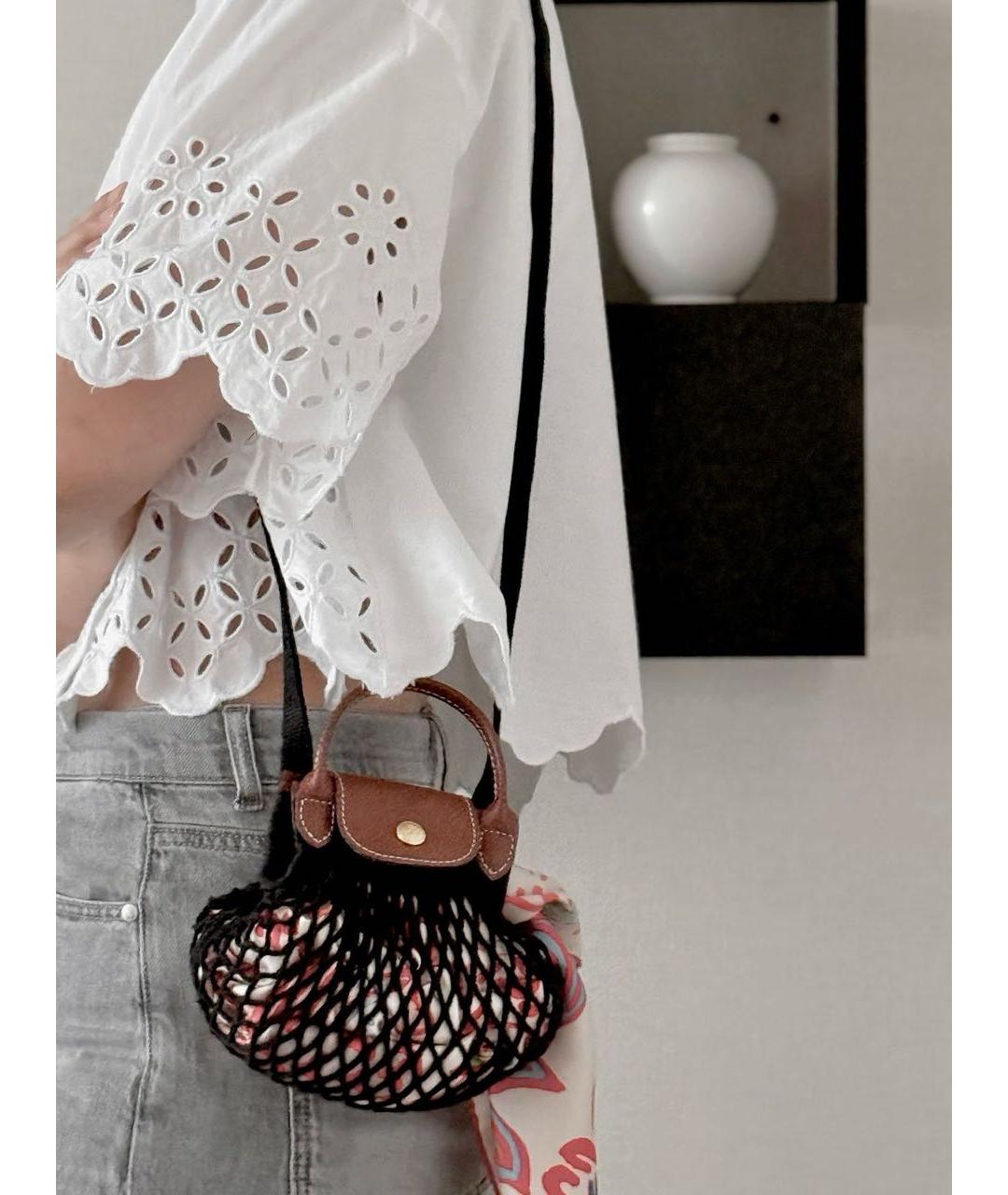 LONGCHAMP Черная кожаная пляжная сумка, фото 6