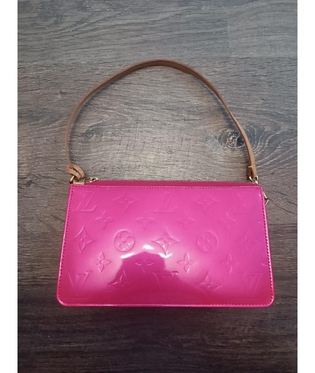 LOUIS VUITTON Розовая сумка с короткими ручками из лакированной кожи, фото 3