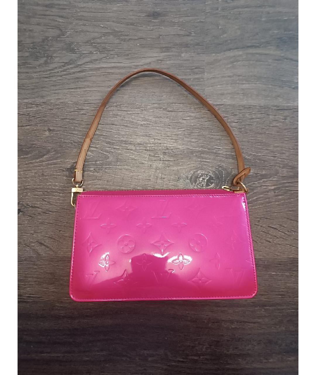 LOUIS VUITTON Розовая сумка с короткими ручками из лакированной кожи, фото 5