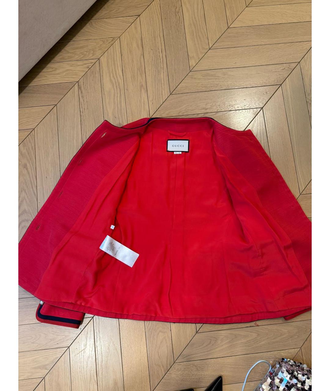 GUCCI Красный шелковый жакет/пиджак, фото 5