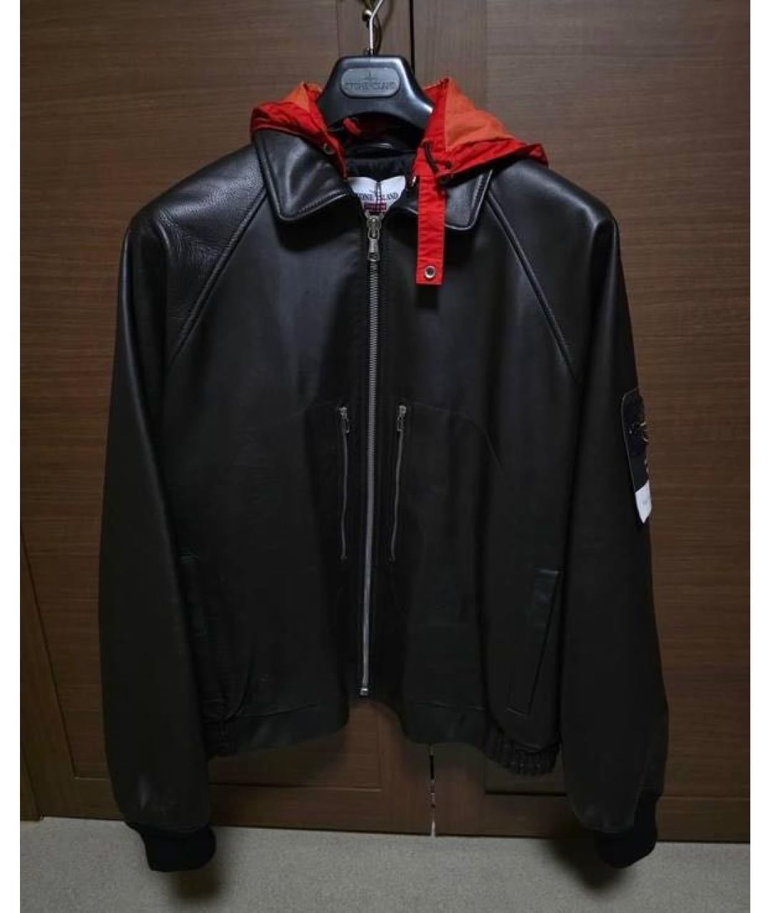 STONE ISLAND Черная кожаная куртка, фото 5