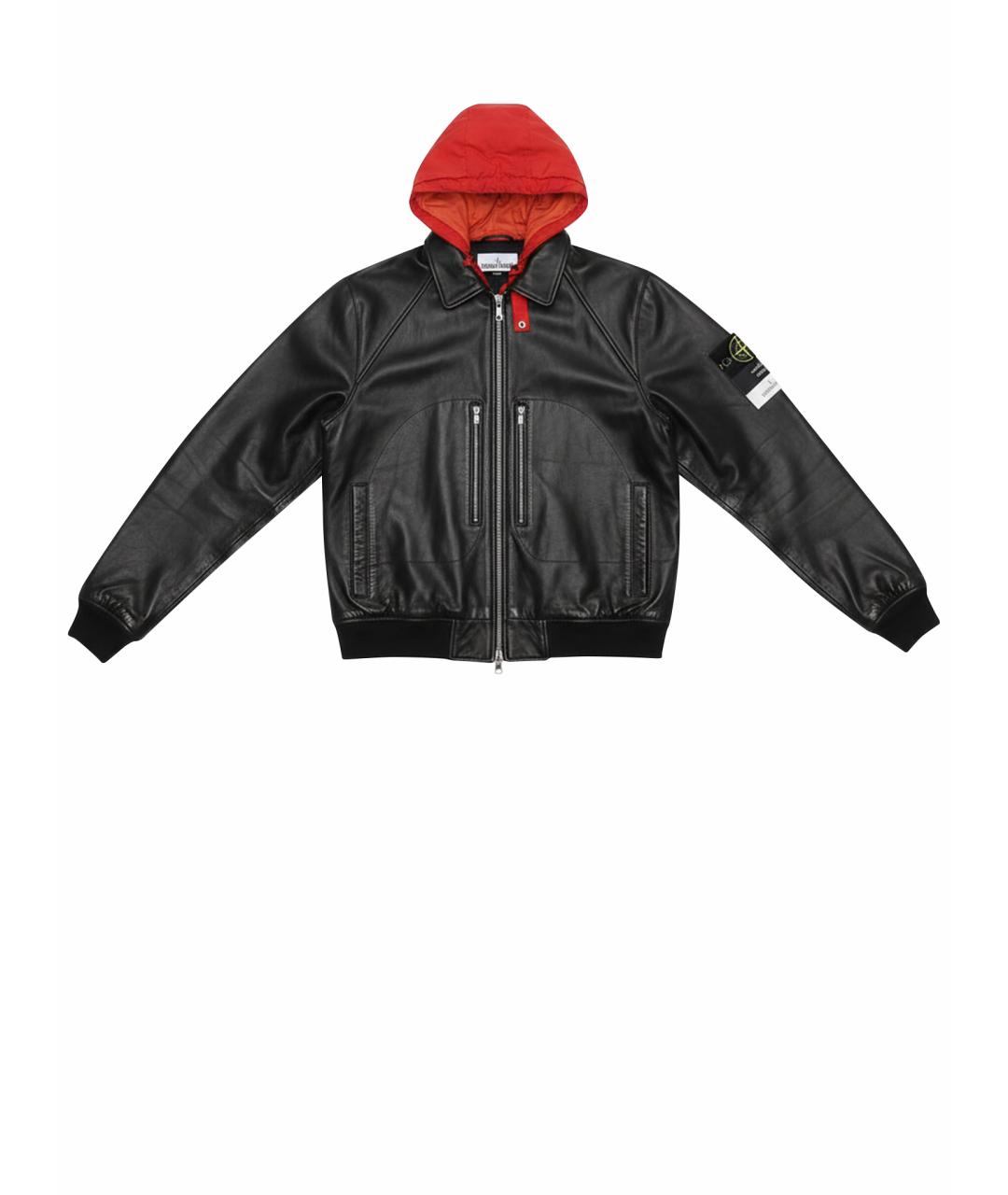 STONE ISLAND Черная кожаная куртка, фото 1