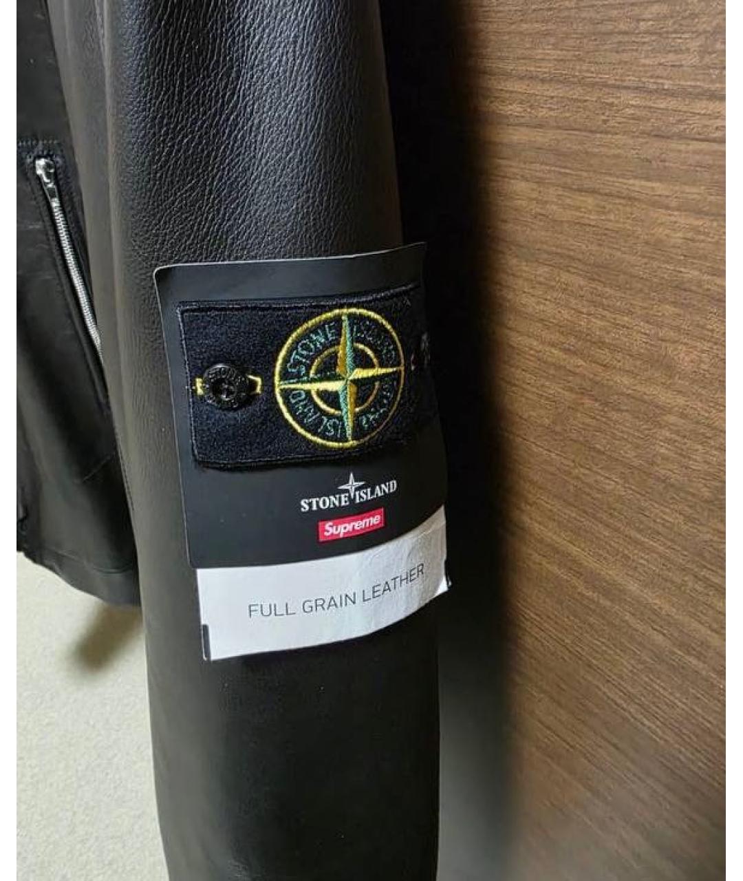 STONE ISLAND Черная кожаная куртка, фото 3