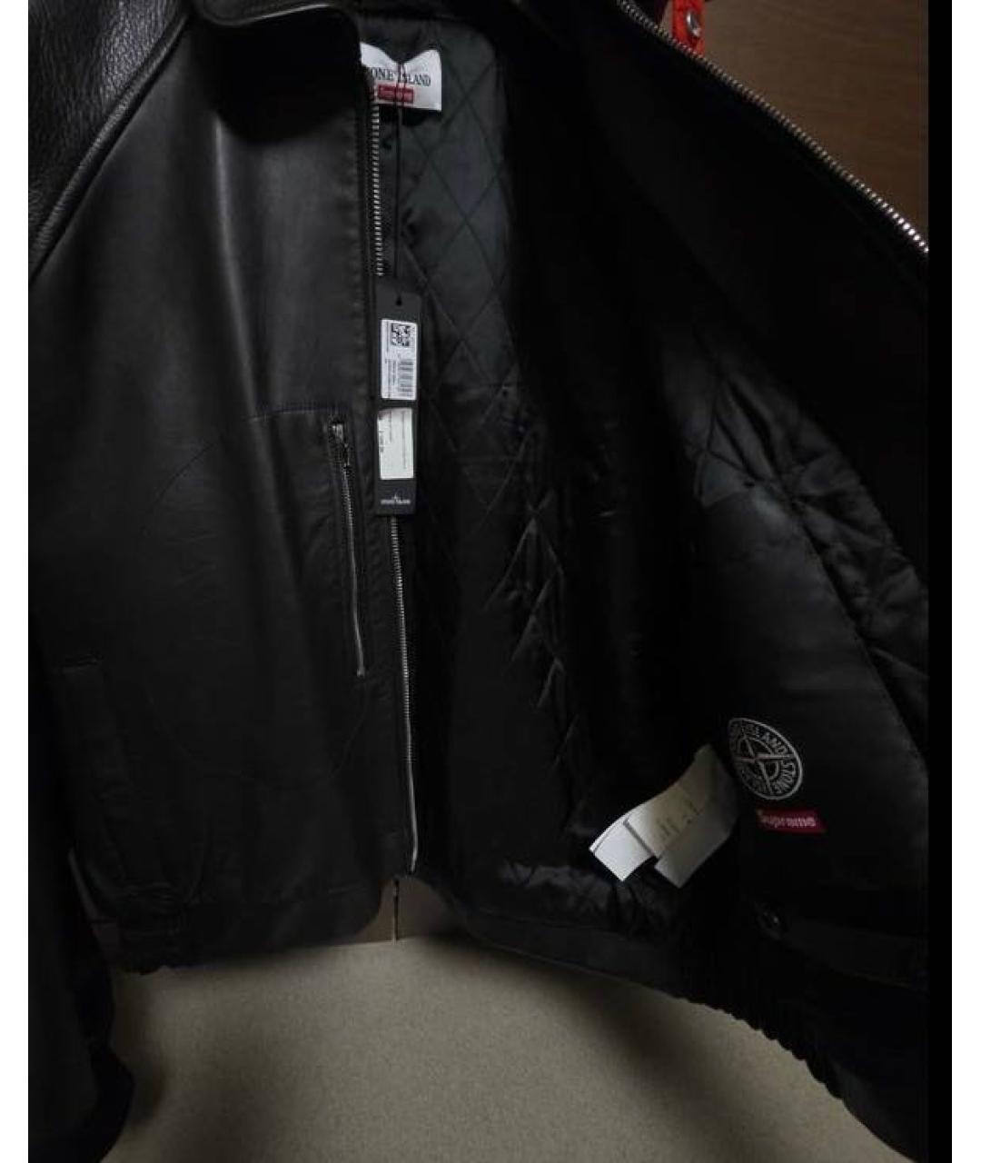 STONE ISLAND Черная кожаная куртка, фото 4