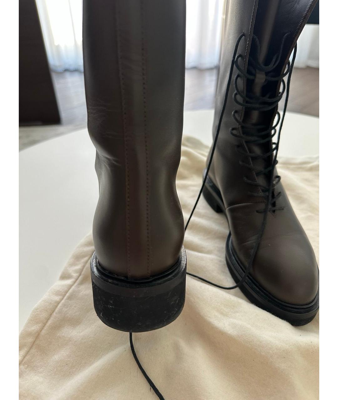 KHAITE Коричневые кожаные ботинки, фото 4