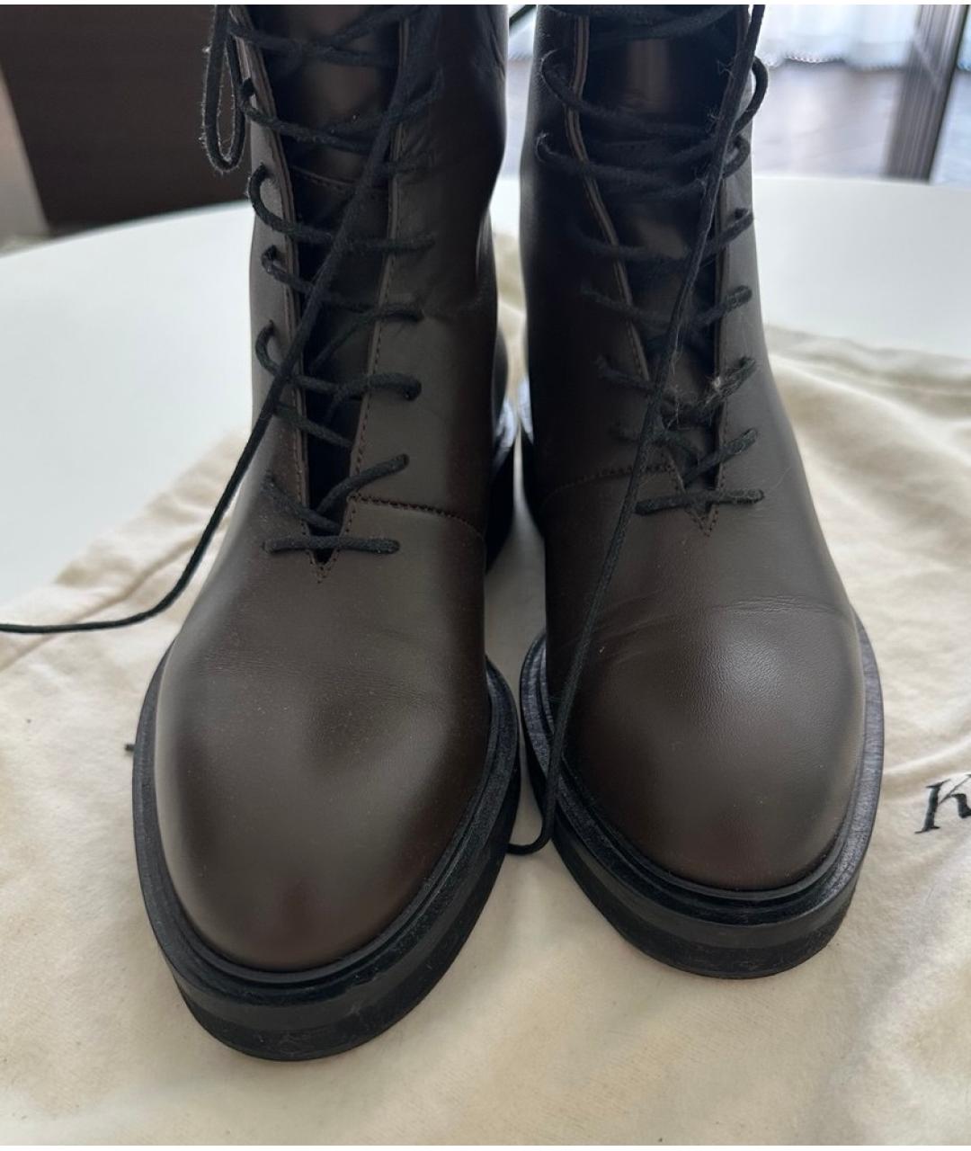 KHAITE Коричневые кожаные ботинки, фото 7