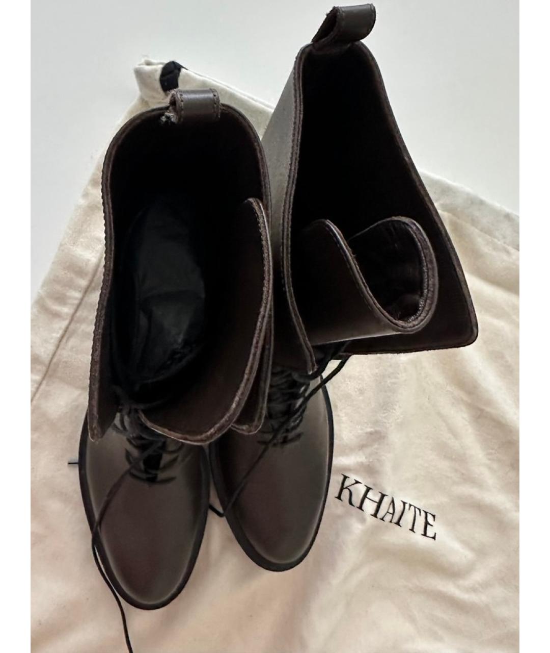 KHAITE Коричневые кожаные ботинки, фото 3