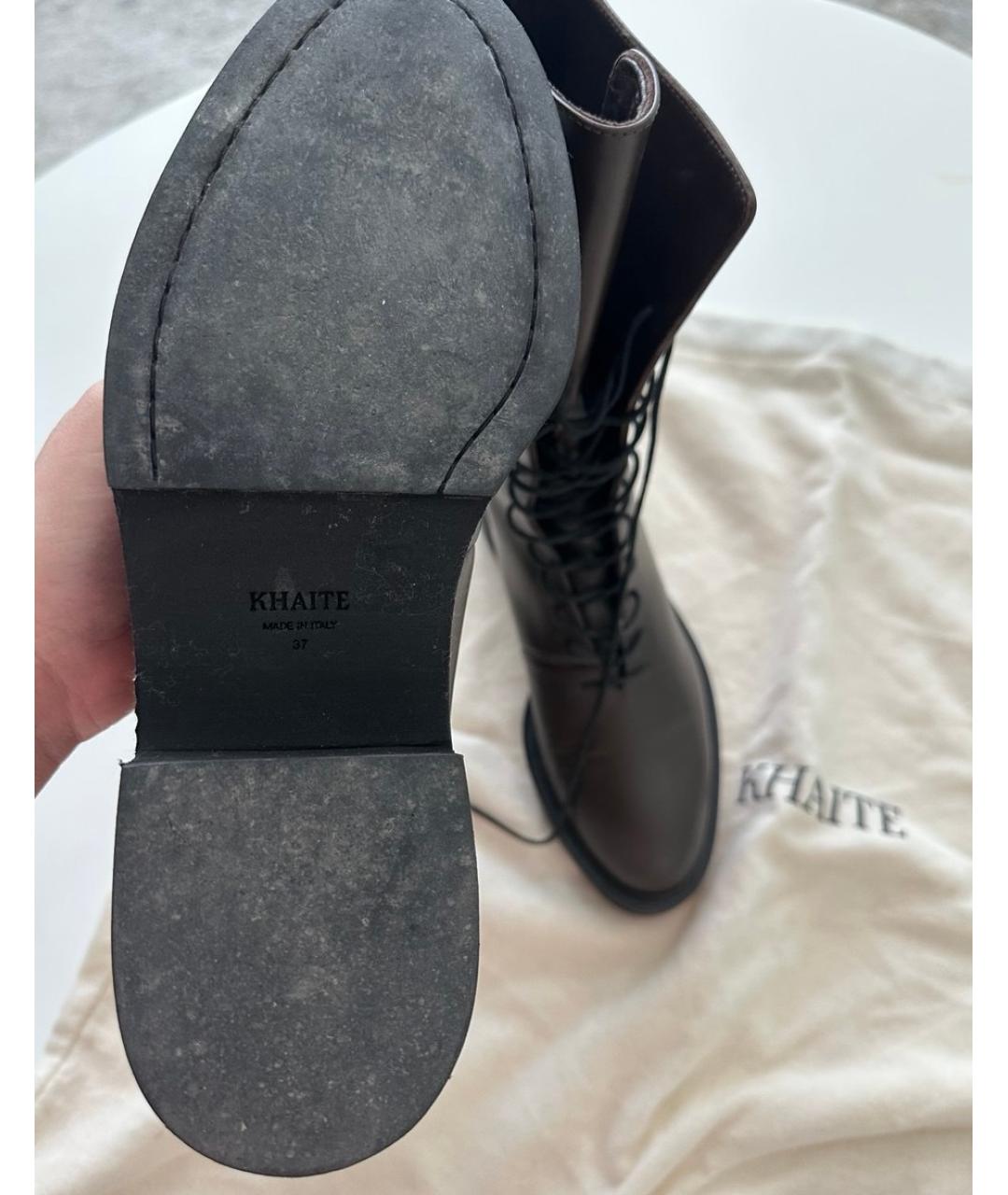KHAITE Коричневые кожаные ботинки, фото 5