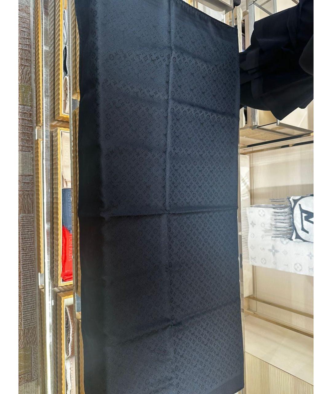 LOUIS VUITTON Черный шелковый платок, фото 4