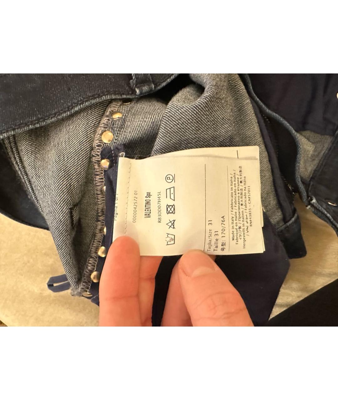 VALENTINO Темно-синие хлопковые джинсы слим, фото 5