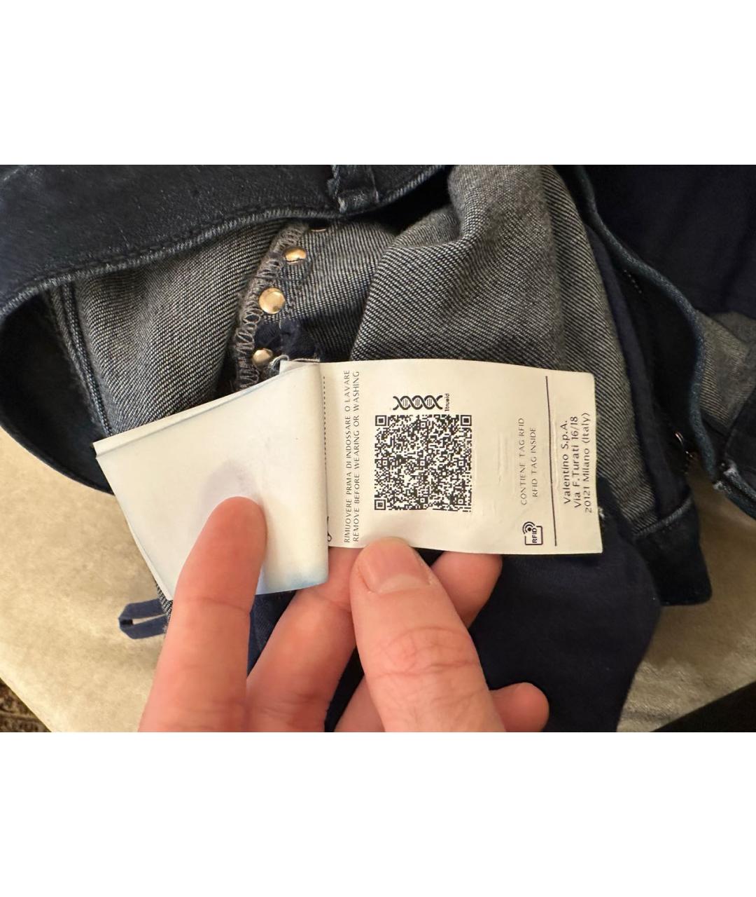 VALENTINO Темно-синие хлопковые джинсы слим, фото 4