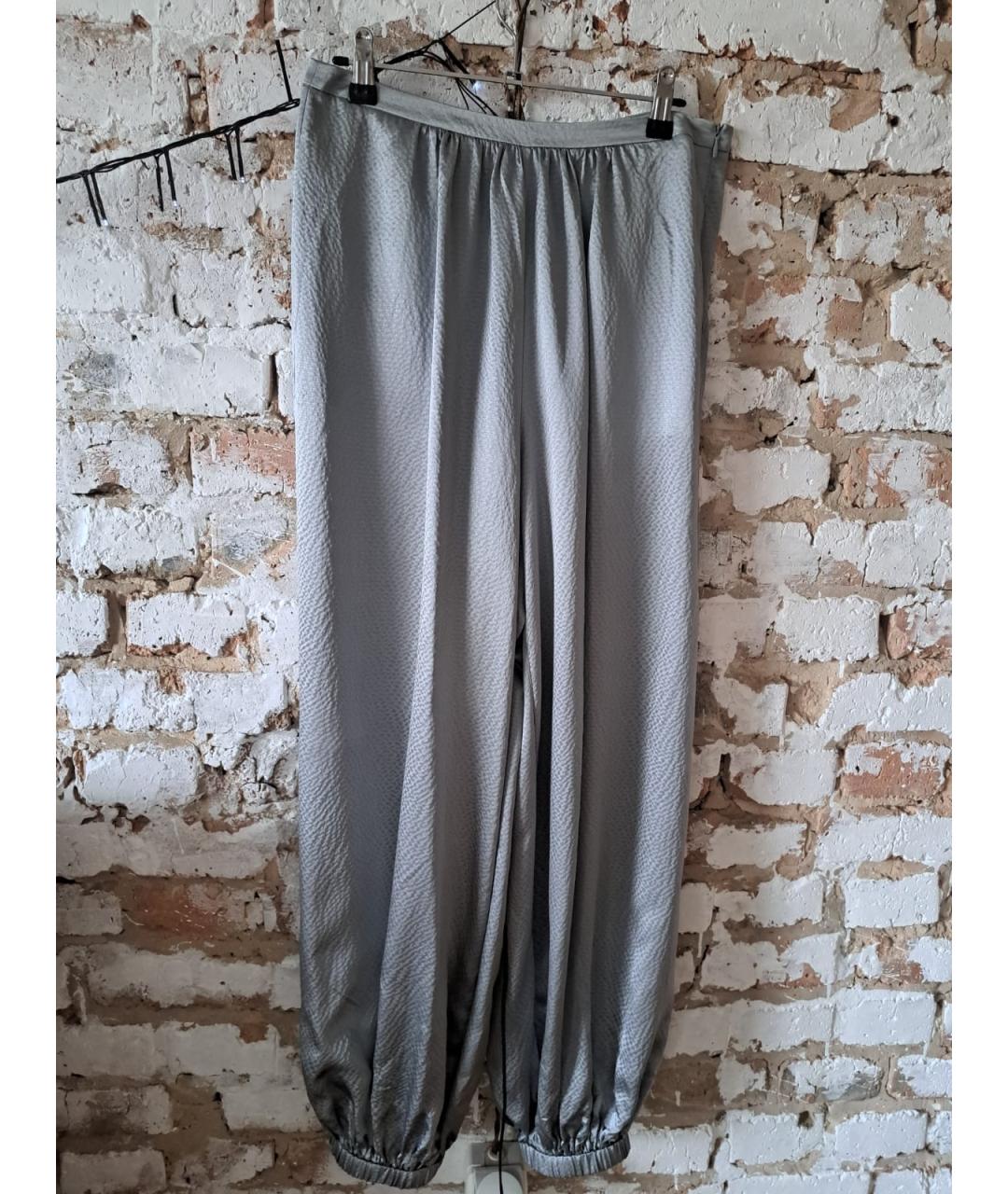 12 STOREEZ Серебряные шелковые брюки широкие, фото 4