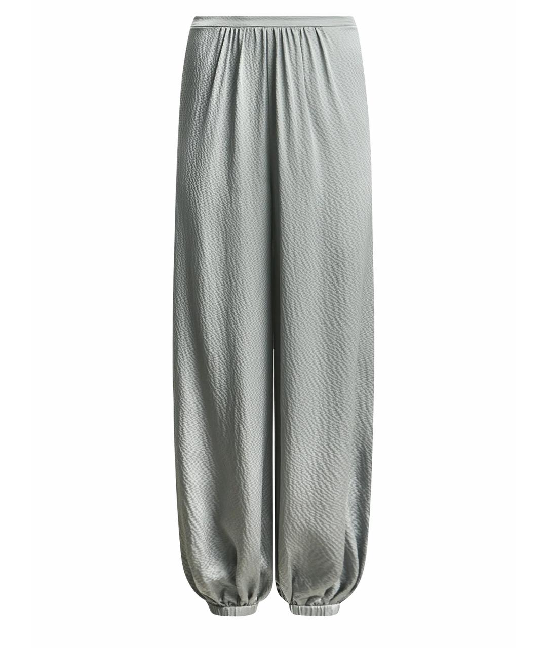 12 STOREEZ Серебряные шелковые брюки широкие, фото 1
