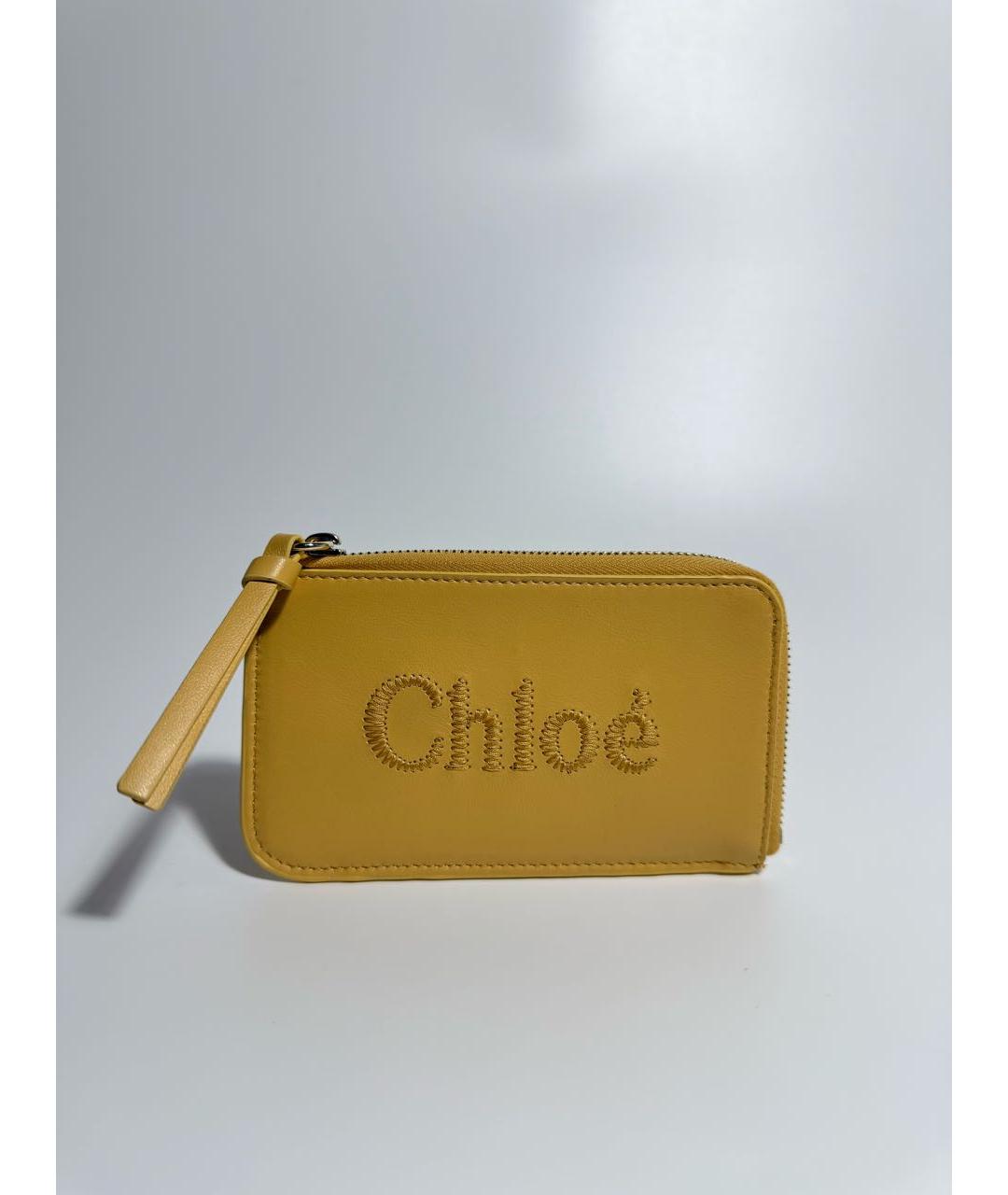 CHLOE Желтый кожаный кошелек, фото 5