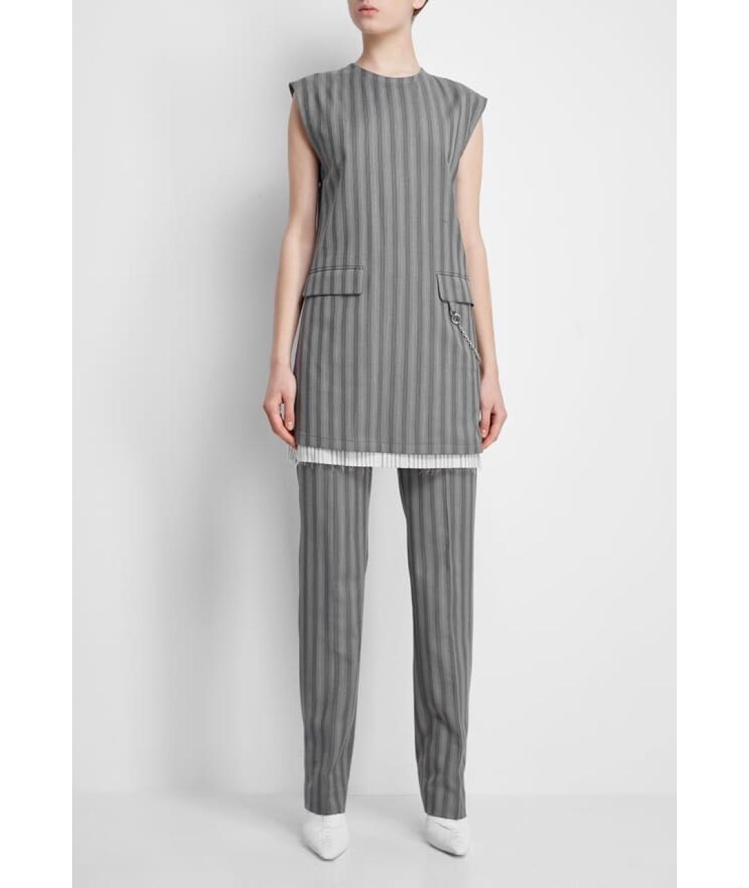 ACNE STUDIOS Серые шерстяные прямые брюки, фото 6