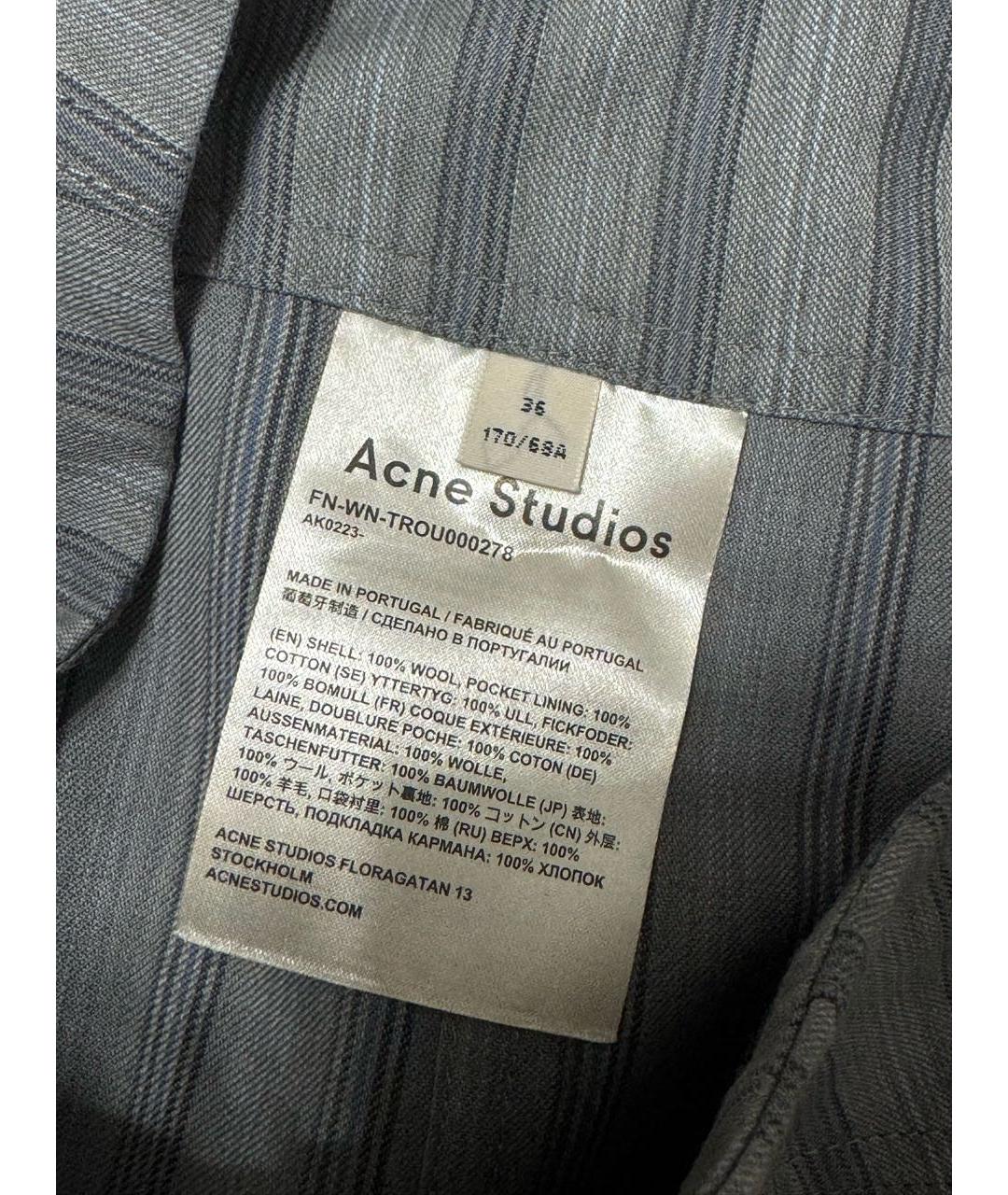 ACNE STUDIOS Серые шерстяные прямые брюки, фото 4