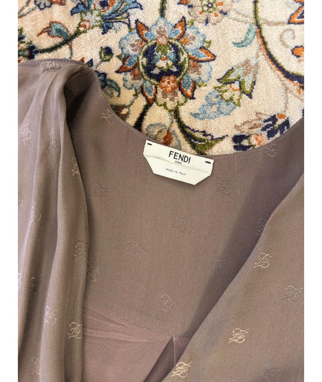 FENDI Коричневое шелковое повседневное платье, фото 2