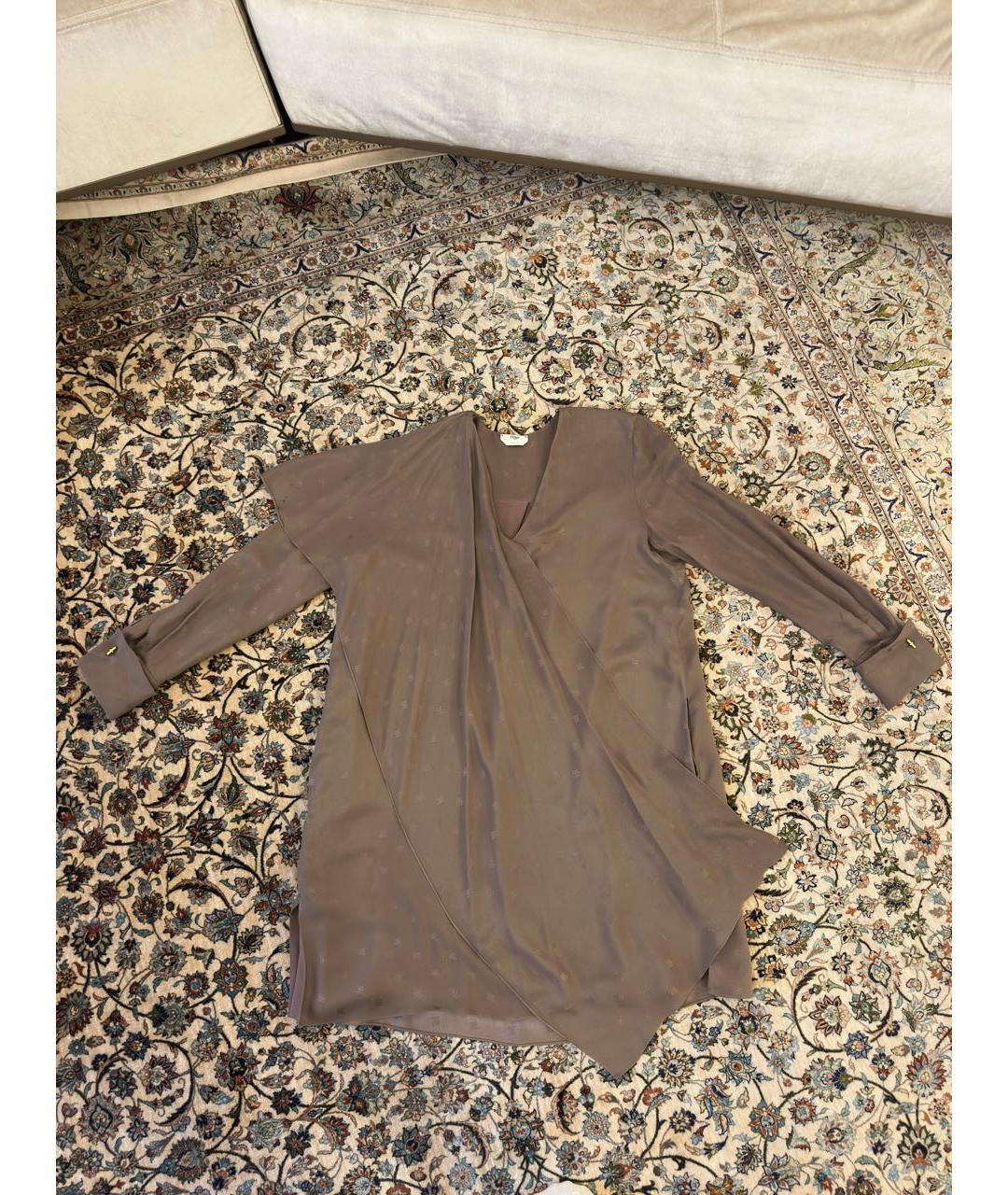 FENDI Коричневое шелковое повседневное платье, фото 6