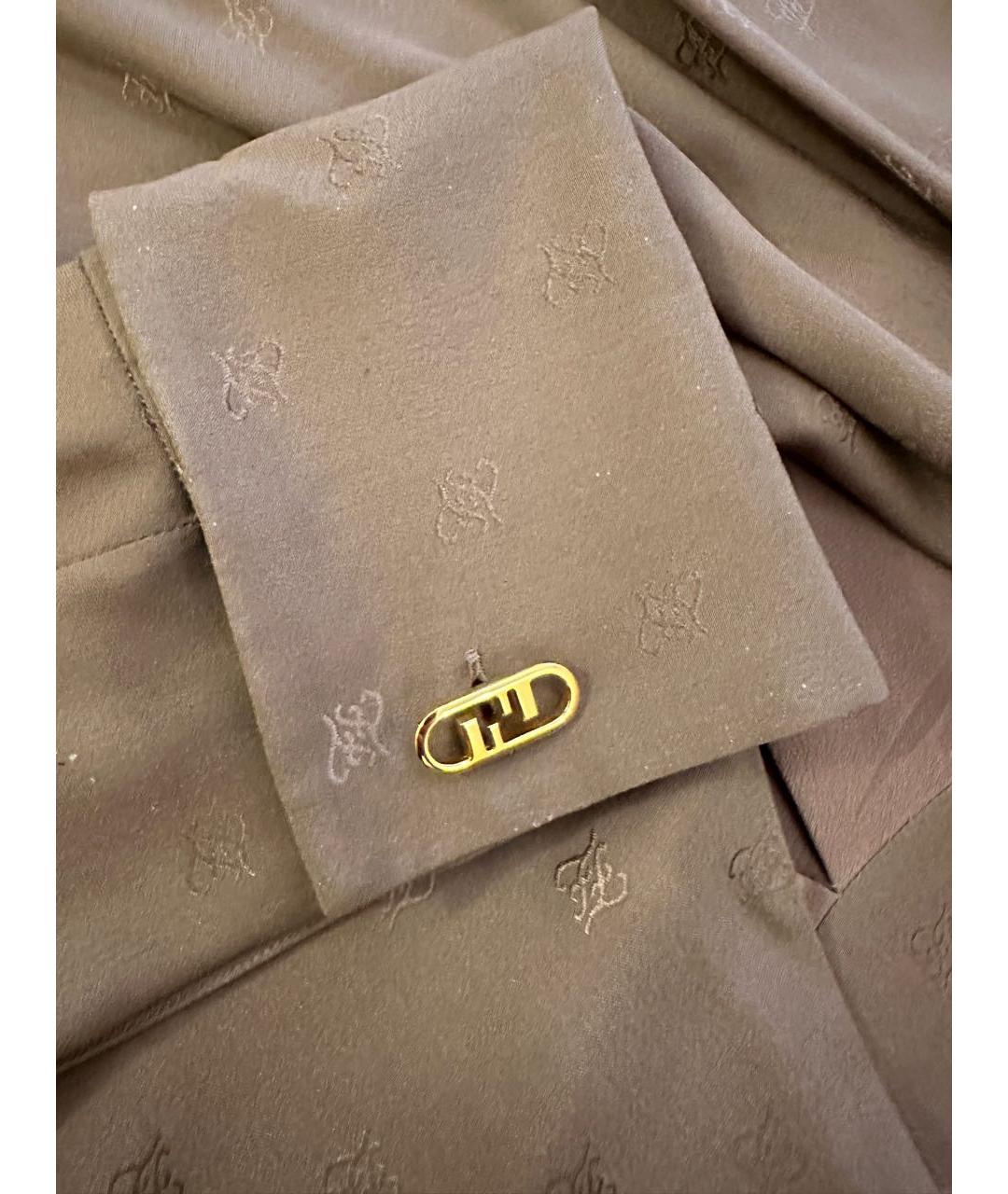 FENDI Коричневое шелковое повседневное платье, фото 3