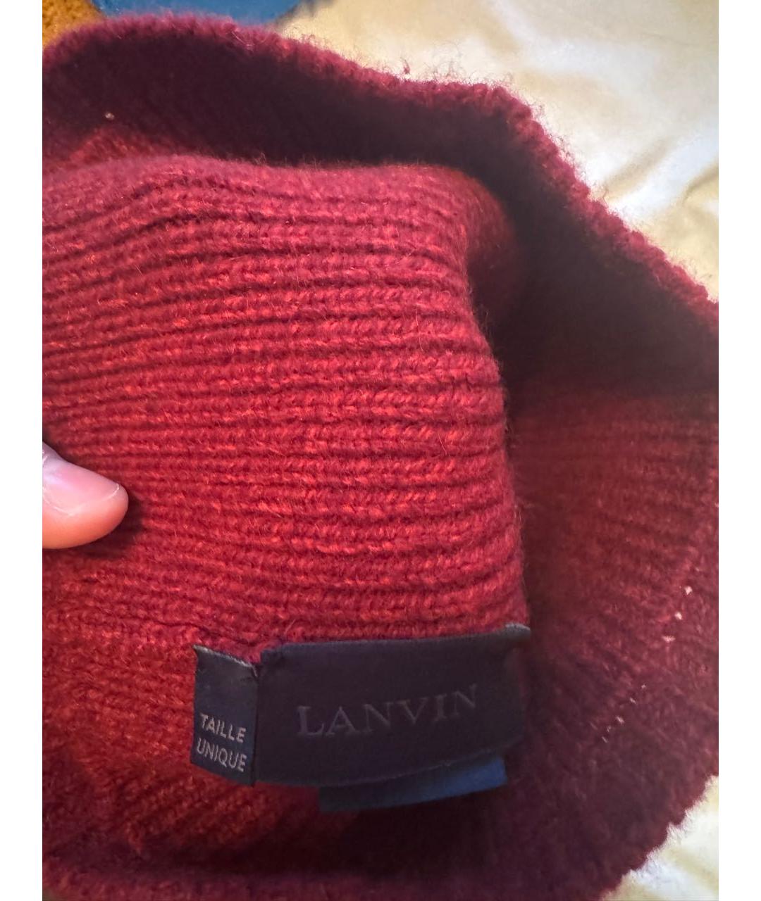 LANVIN Бордовая шерстяная шапка, фото 3