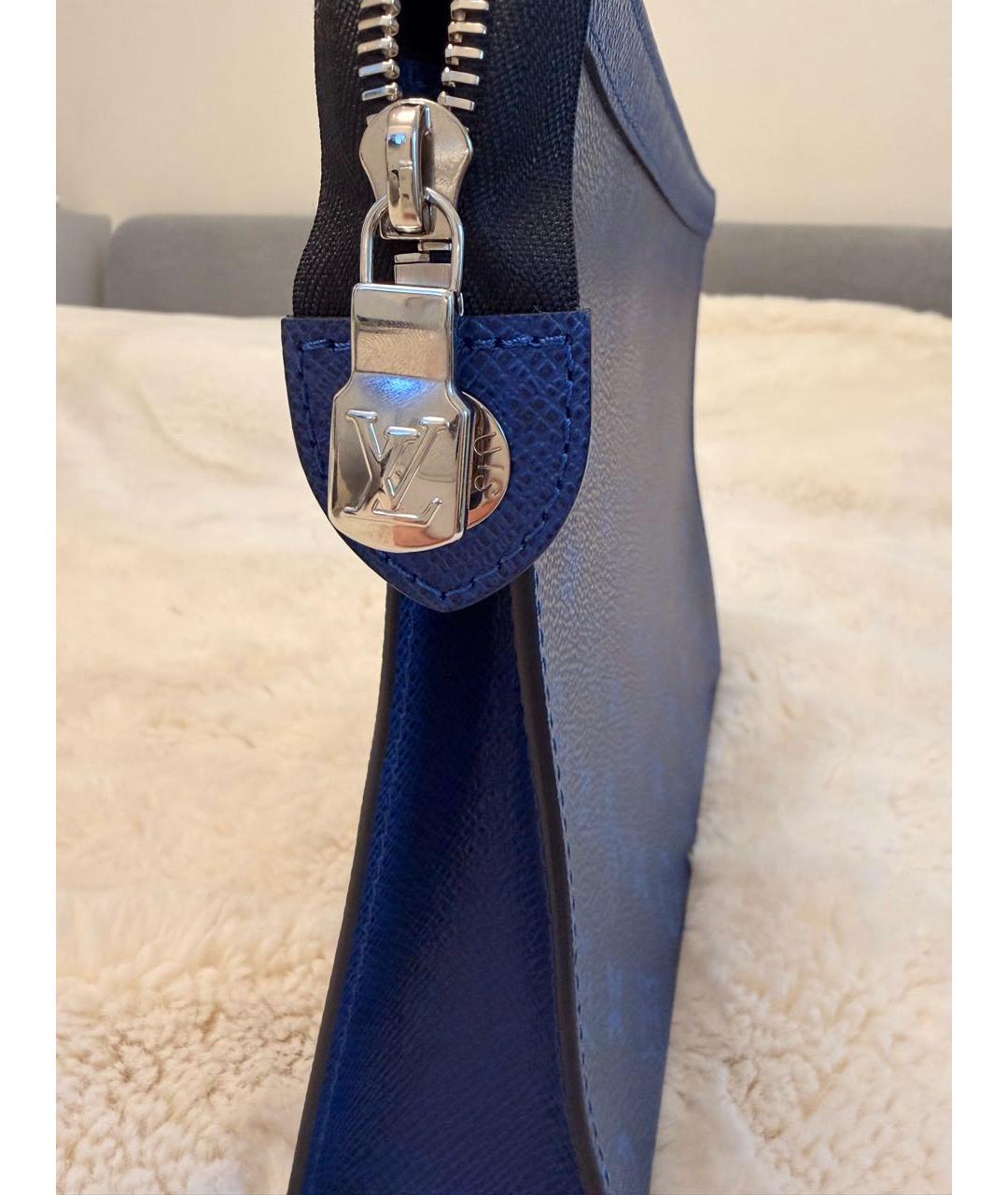 LOUIS VUITTON Темно-синяя кожаная папка для документов, фото 4