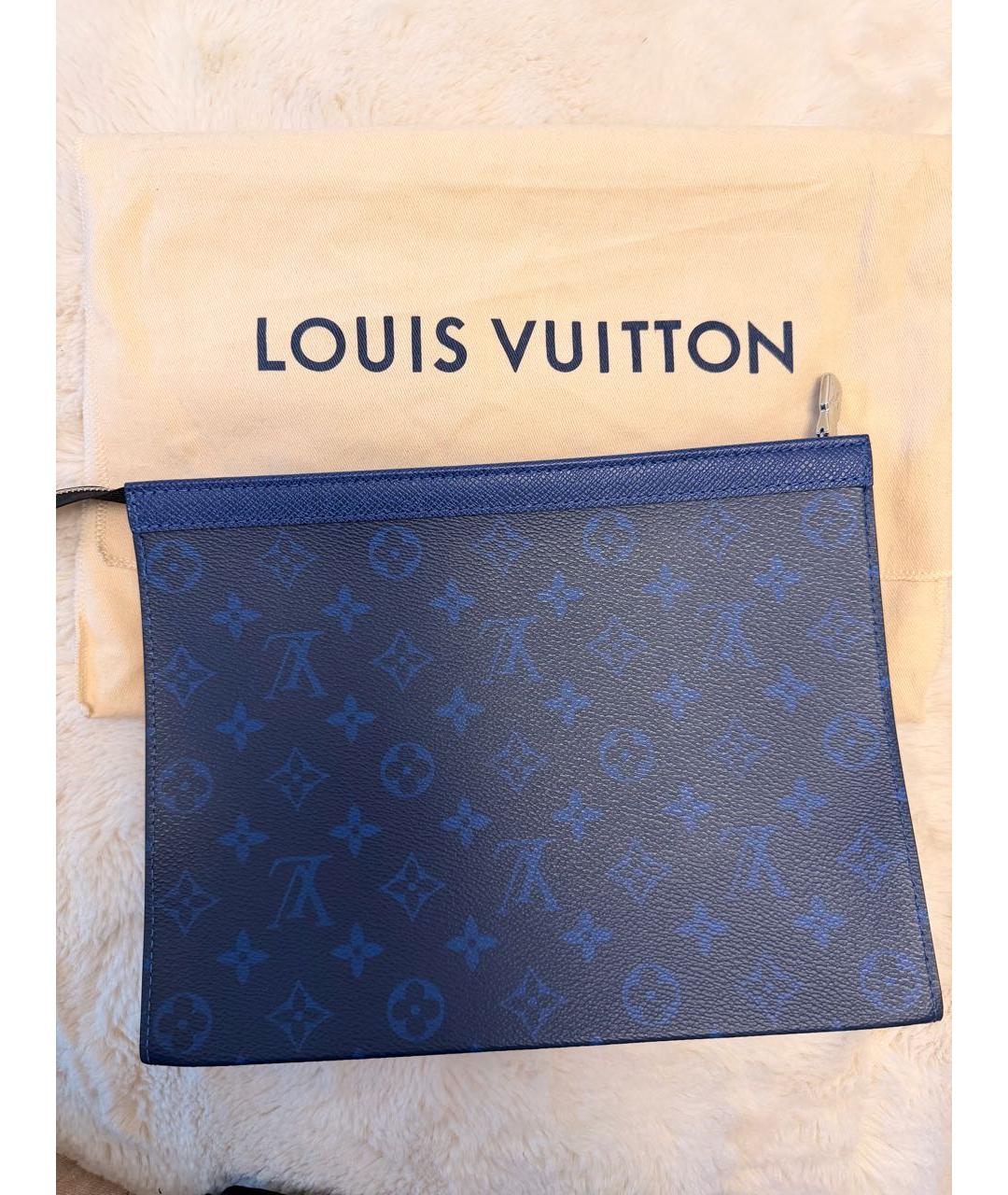 LOUIS VUITTON Темно-синяя кожаная папка для документов, фото 6
